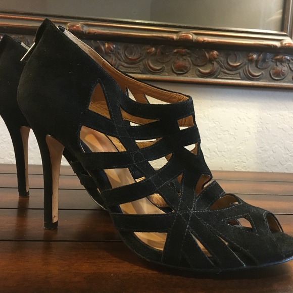 Michael Kors Shoes - Michael Kors Suede Cagged Zippered Bootie Heels